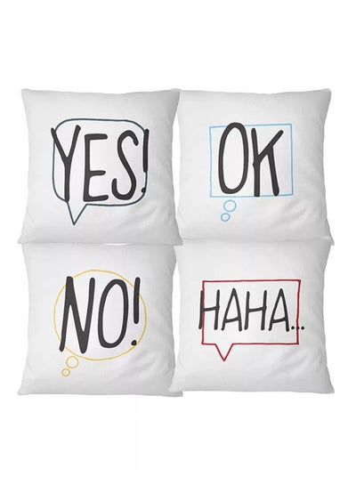 Buy Set Of 4 Throw Pillows Speech Bubbles Polyester Multicolour 16x16inch in UAE