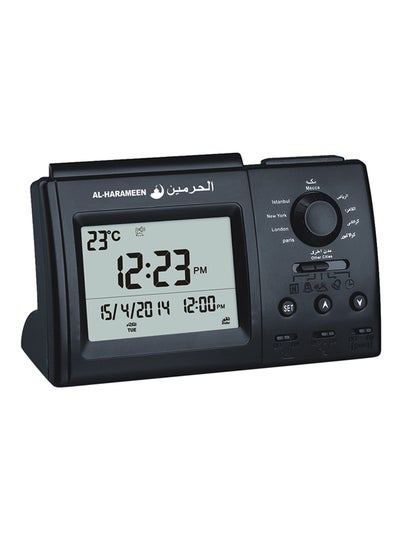Buy Digital Azan Table Alarm Clock Black 15x9.5cm in UAE