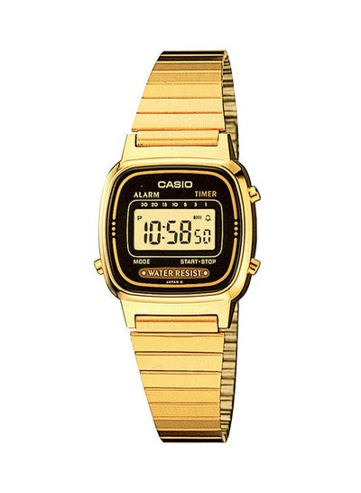 اشتري ساعة يد رقمية مقاومة للماء بسوار من الستانلس ستيل طراز LA670WGA-1D - مقاس 20 مم - لون ذهبي للنساء في الامارات