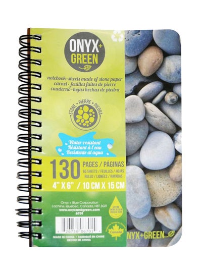 Buy Spiral Bound Notebook 4"x6" 65 Sheets Of Stone Paper Ruled Eco Friendly, 130 Pages Green/Grey in UAE