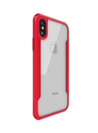 Buy Glass Hybrid Back Case Cover For Apple iPhone X Red/Clear in Saudi Arabia