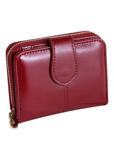 Buy Vintage Faux Leather Wallet Burgundy in UAE