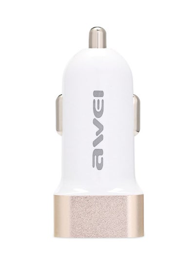 Buy Dual USB Smart Car Charger Gold/White in UAE