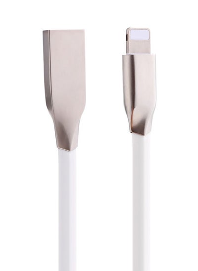 Buy 8-Pin Aluminum Alloy Copper Core Data Sync Charging Cable White in Saudi Arabia