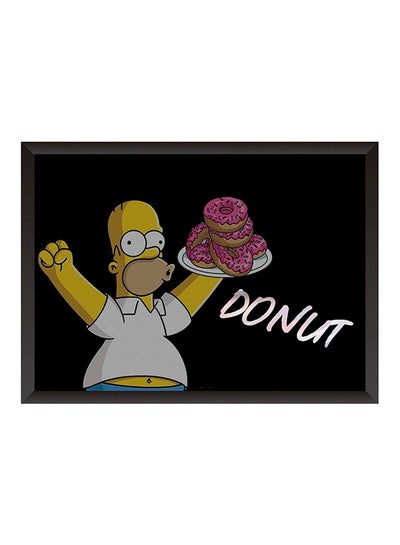 Buy Donut Serve Wooden Frame Wall Art Painting Multicolour 32x22cm in Saudi Arabia