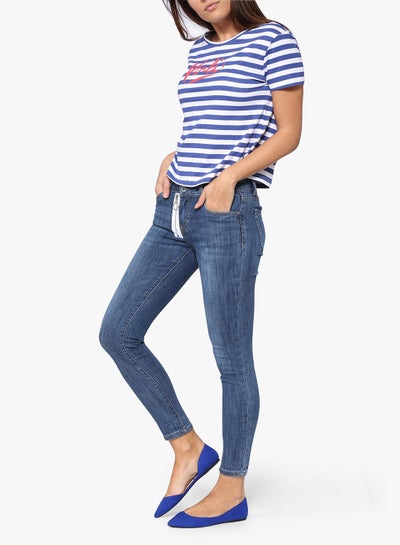 Buy Zip Detail Jeans Blue in UAE