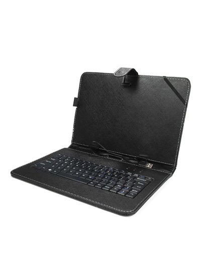 Buy Keyboard Leather Case Cover With Stylus For 10-Inch Tablet PC Black in UAE