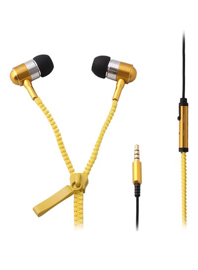 Buy In-Ear Zipper Stereo Headphones Gold in Saudi Arabia