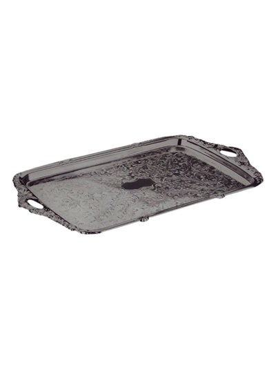 Buy Rectangular Gallery Tray With Handle Silver in UAE