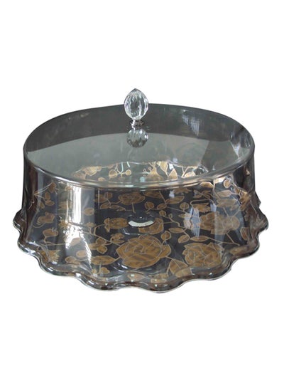 Buy Floral Round Tray With Cover Lid Clear 40cm in UAE