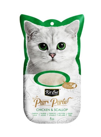 Buy Purr Puree Chicken And Scallop 4 Sachets 15grams in UAE