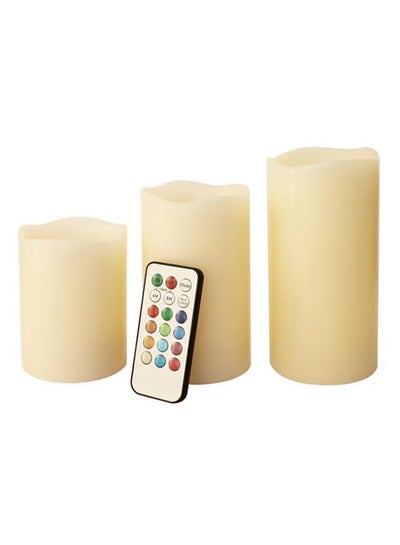 Buy 3-Piece LED Candle With Remote Control Multicolour in Saudi Arabia