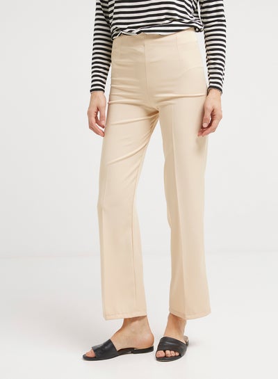 Buy Stretch Poly Cotton Formal Pants Beige in UAE