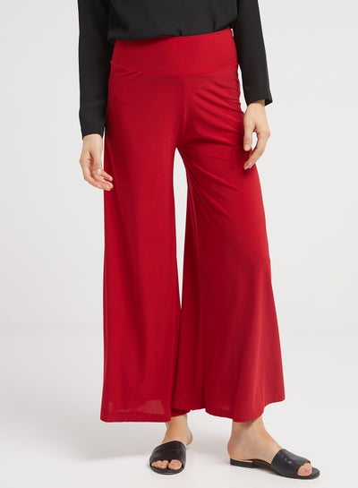 Buy Plain Stretch Palazzo Pants Red in UAE