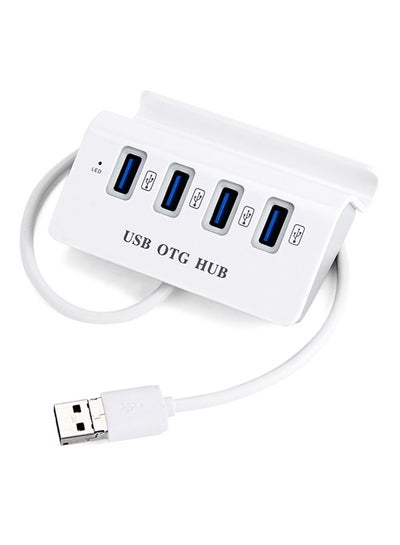Buy 2 In 1 OTG + USB Type A 4 USB 2.0 Ports Hub Support Phone Holder Function White in Egypt