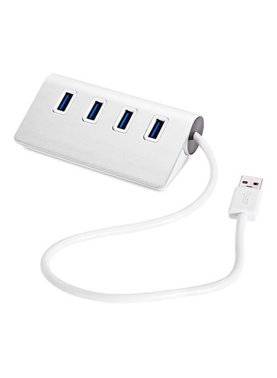Buy USB 3.0 Multiple 4 Ports Hub AC Power Adapter With Shielded Cable Silver in Egypt
