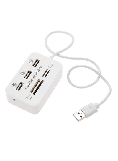 Buy 3-Port USB 2.0 Converter Hub With Card Reader Adapter White in Egypt