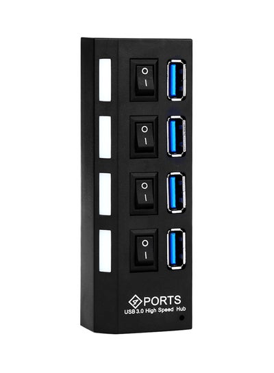 Buy 4-Port USB 3.0 Hub With Individual Power Switches And LED Light Black in UAE