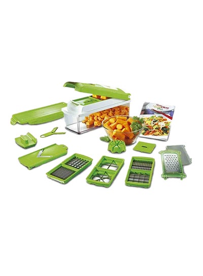 Buy 11-Piece Fruit And Vegetable Chopper And Slicer Set White/Green in Egypt