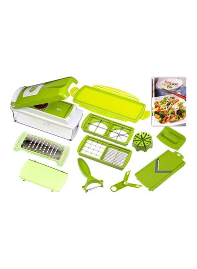 Buy 11-Piece Fruit And Vegetable Chopper And Slicer Set White/Green 1500ml in UAE