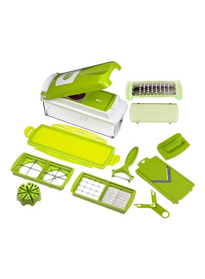 Buy 11-Piece Fruit And Vegetable Chopper And Slicer Set White/Green in Saudi Arabia