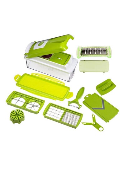 Buy 11-Piece Fruit And Vegetable Chopper And Slicer Set Green in Saudi Arabia