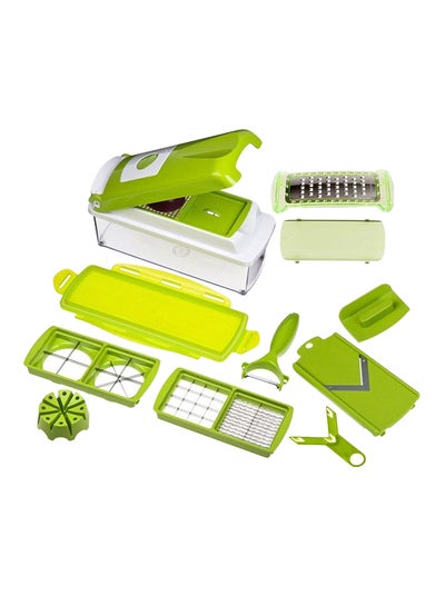 Buy 11-Piece Fruit And Vegetable Chopper And Slicer Set Green in UAE