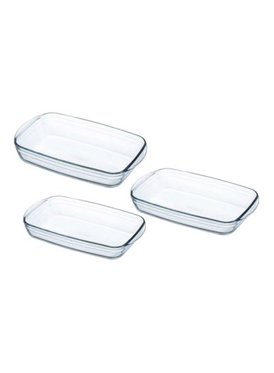 Buy 3-Piece Casserole Dish Set Clear in UAE