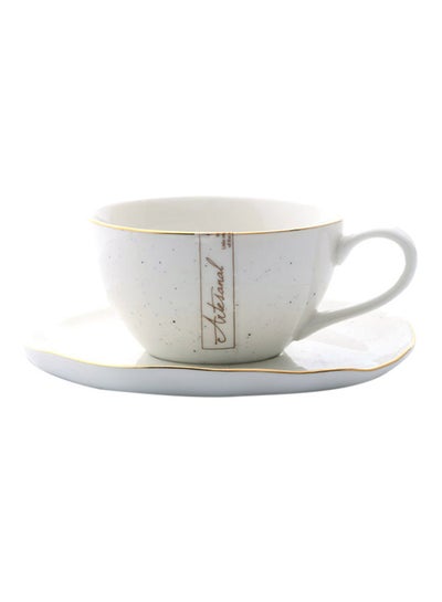 Buy Porcelain Tea Cup And Saucer Artesanal White 250ml in UAE