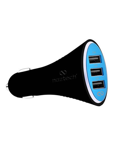 Buy 3-Port USB Car Charger Black/Blue in Saudi Arabia