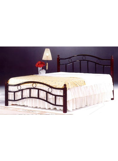 Buy Wooden And Steel Bed With Medical Mattress Oak Brown King in UAE