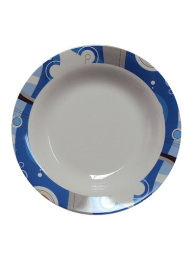 Buy Deep Serving Plate White/Blue 8inch in UAE