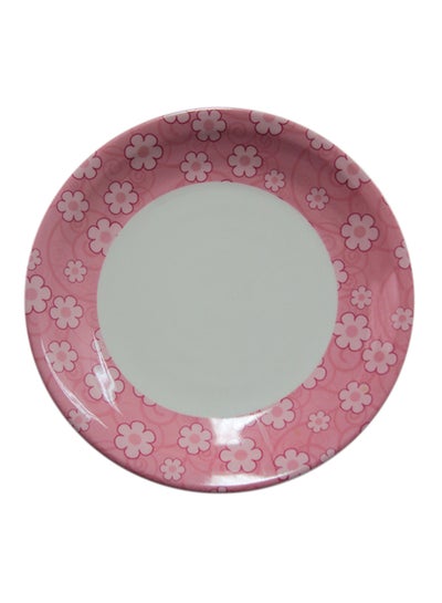 Buy Floral Printed Deep Plate White/Pink 18centimeter in UAE