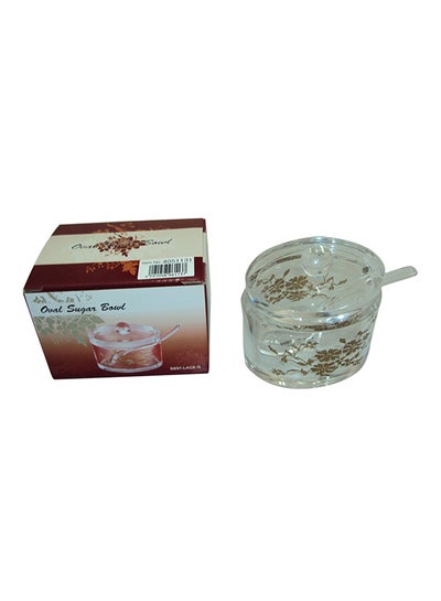 Buy Sugar Bowl With Spoon Set Clear/Gold Standard in UAE