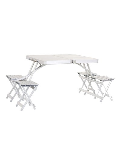 Buy Foldable Chair And Table Set White in UAE