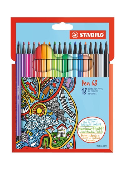 Buy 18-Piece Pen 68 Fibre-Tip Pen Multicolour in Egypt