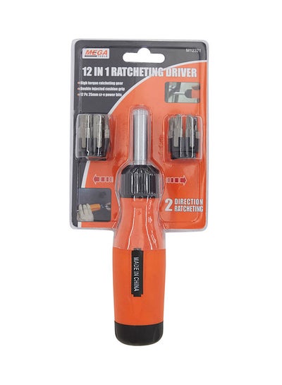 Buy 12-In-1 Ratcheting Screw Driver Orange/Black/Silver in UAE