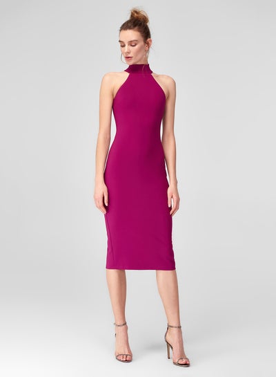 Buy Halter Neck Detail Dress Red in Saudi Arabia