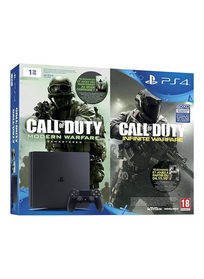 اشتري جهازبلاي ستيشن 4 سعة 1 تيرابايت عليه لعبتين (Call Of Duty: Infinite Warfare + Call Of Duty: Modern Warfare Remastered) في الامارات