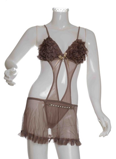 Buy Baby Doll Lingerie Set Brown in Saudi Arabia