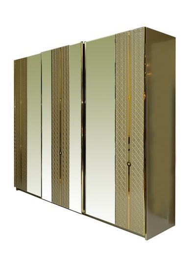 Buy Milan 3-Door Sliding Wardrobe Gold 273x231x69cm in UAE