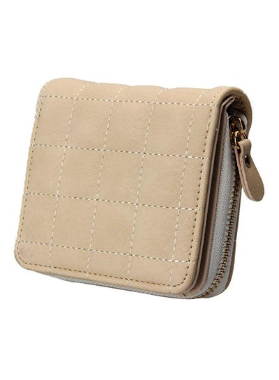 Buy Plaid Detailed Wallet Beige in UAE