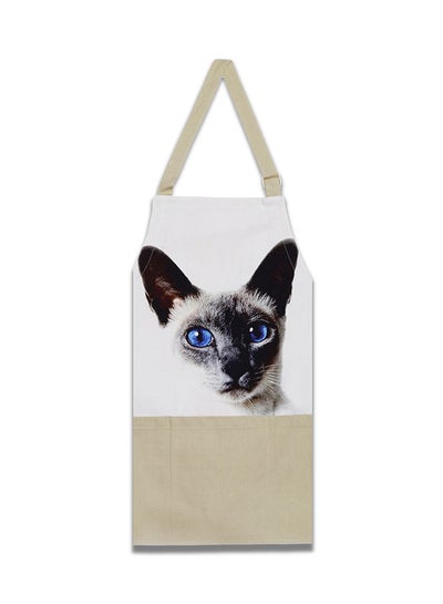 Buy Pussy Cat Face Digital Printed Cooking Apron White/Beige/Brown 27x22inch in Egypt