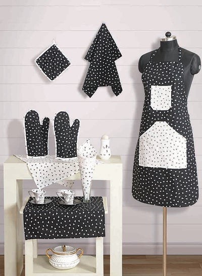 Buy 8-Piece Chef's Apron Set Black/White in Egypt