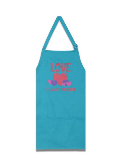 Buy Love For Dinner Screen Printed Chef Cooking Apron Blue/Pink 31 x 26inch in Egypt