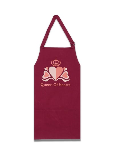 Buy Queen Of Hearts Printed Chef's Cooking Apron Burgundy/Pink 31x26inch in Egypt