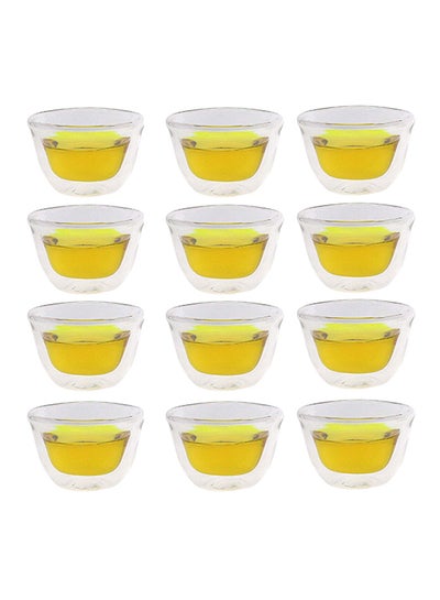 Buy 12-Piece Double Wall Tea Cups Set Transparent 50ml in UAE