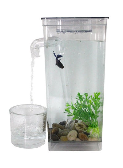 Buy Self Cleaning Aquarium Fish Tank Transparent 15x12x25cm in Saudi Arabia