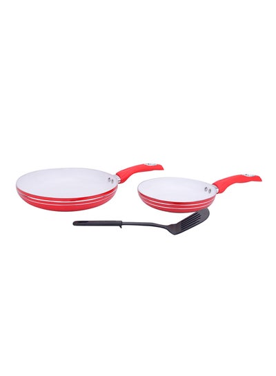 Buy 3-Piece Frying Pan Set White/Red/Black in Saudi Arabia