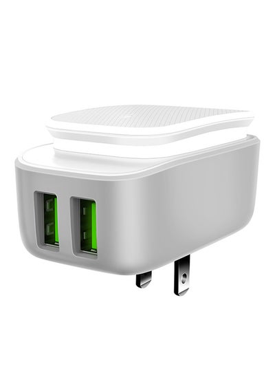 Buy Dual Port USB Wall Charger With Touch LED Lamp White in Egypt